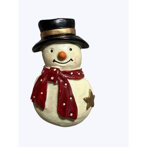 Snowman Brooch Pin Red Scarf Top Hat